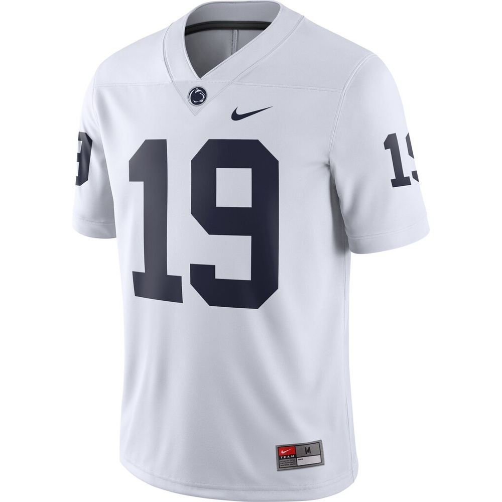 Men's Nike #19 White Penn State Nittany Lions Game Jersey